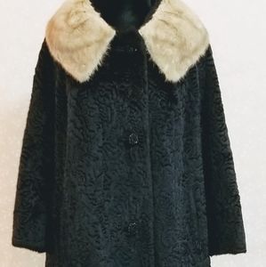 Vintage Persian Lamb / Mink Collar coat 3/4 sleeve